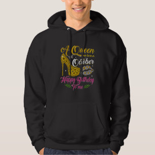 A Queen Was Born In October Sunflower High Heel Wo Hoodie