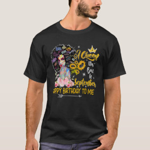 A Queen Was Born In September Birthday Afro Women T-Shirt