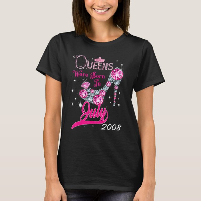 A Queen Were Born In July 2008 Happy 14th Birthday T-Shirt (Front)