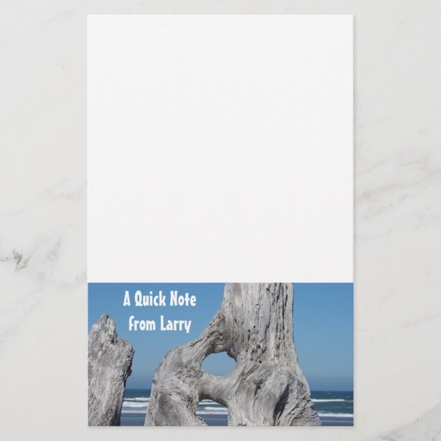 A Quick Note from Man's Name stationery Ocean Wave (Front)