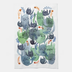 A Quiet Cacophony of Cats Tea Towel