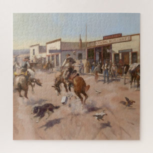 “A Quiet Day in Utica” by Charles M Russell Jigsaw Puzzle