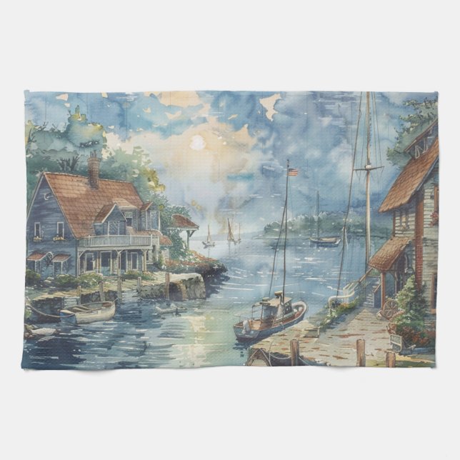 A Quiet Harbour Tea Towel (Horizontal)
