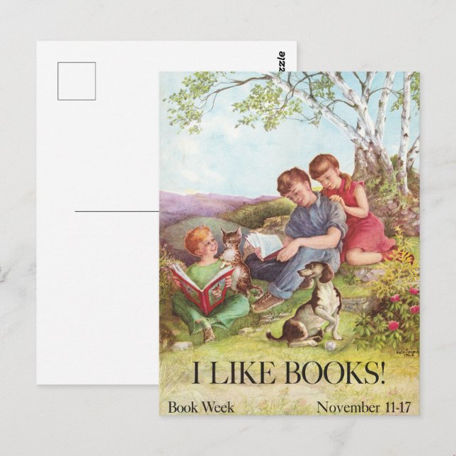 A Quiet Moment of Reading,Kate Seredy I Like Books Postcard (Front/Back)