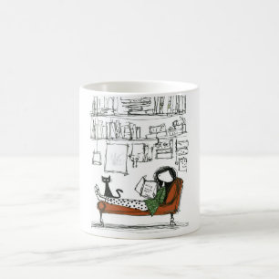 A Quiet Reading Afternoon Hand-Drawn Book Lover Coffee Mug