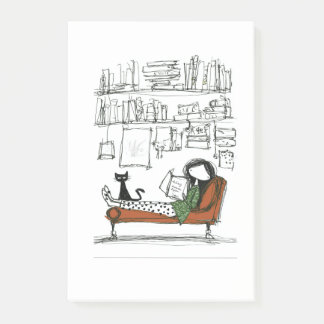 A Quiet Reading Afternoon | Hand-Drawn Book Lover Post-it Notes