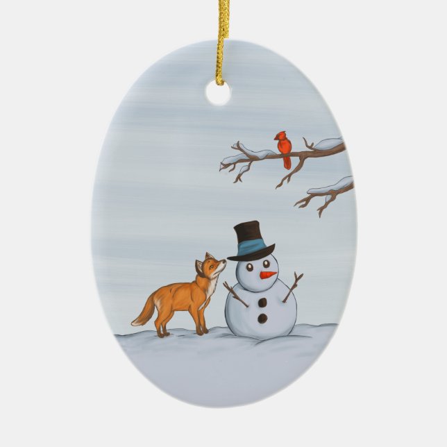 A Quiet Snow Day Ceramic Ornament (Front)