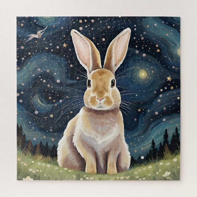 A Rabbit in The Starry Night Jigsaw Puzzle (Vertical)
