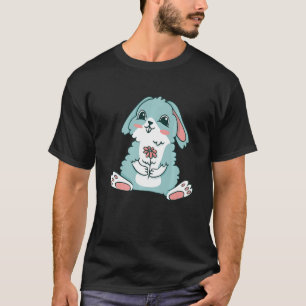 A rabbit with floppy ears in watercolour with a fl T-Shirt