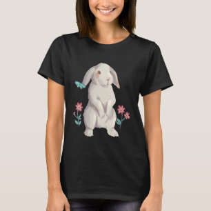 A rabbit with floppy ears in watercolour with a fl T-Shirt