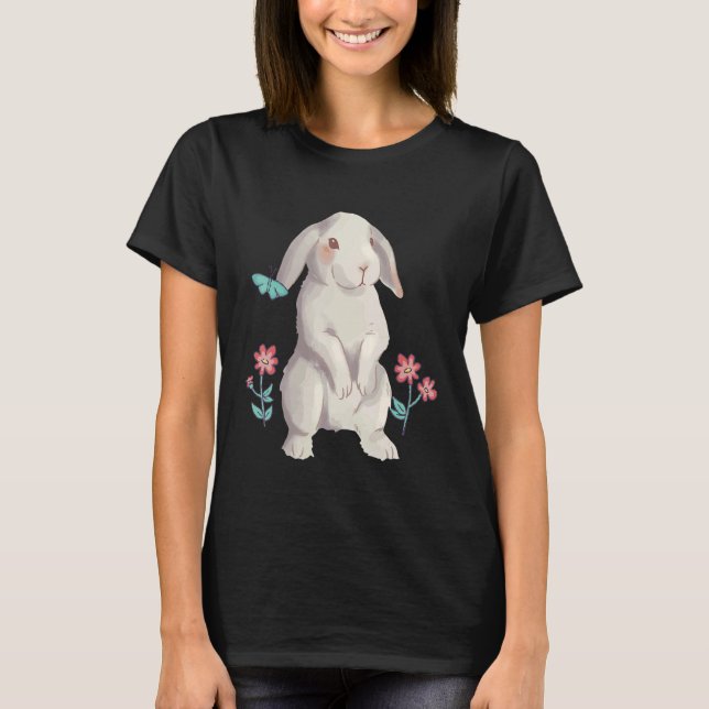 A rabbit with floppy ears in watercolour with a fl T-Shirt (Front)