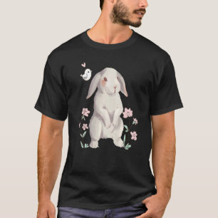 A rabbit with floppy ears in watercolour with a fl T-Shirt