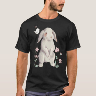 A rabbit with floppy ears in watercolour with a fl T-Shirt