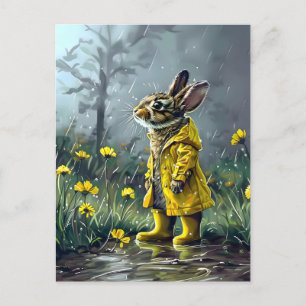 A Rabbit's Rainy Day Postcard