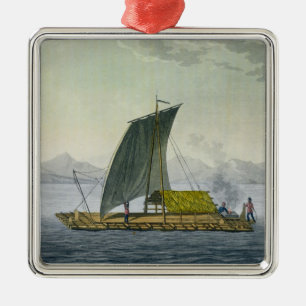 A raft leaving the port of Guayaquil, Ecuador, fro Metal Ornament