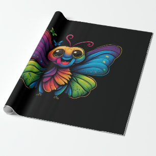 A rainbow-colored-butterfly wrapping paper