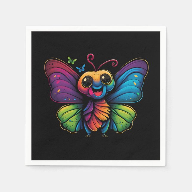 A rainbow-coloured-butterfly napkin (Front)