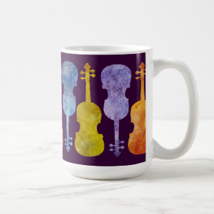 A Rainbow of Violins on Plum Coffee Mug