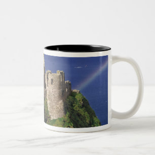 A rainbow strikes mediaeval Dunluce Castle on Two-Tone Coffee Mug