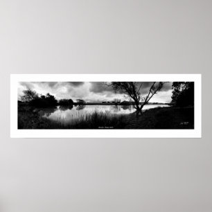 A Rainy Day In Texas ranch life in black and white Poster