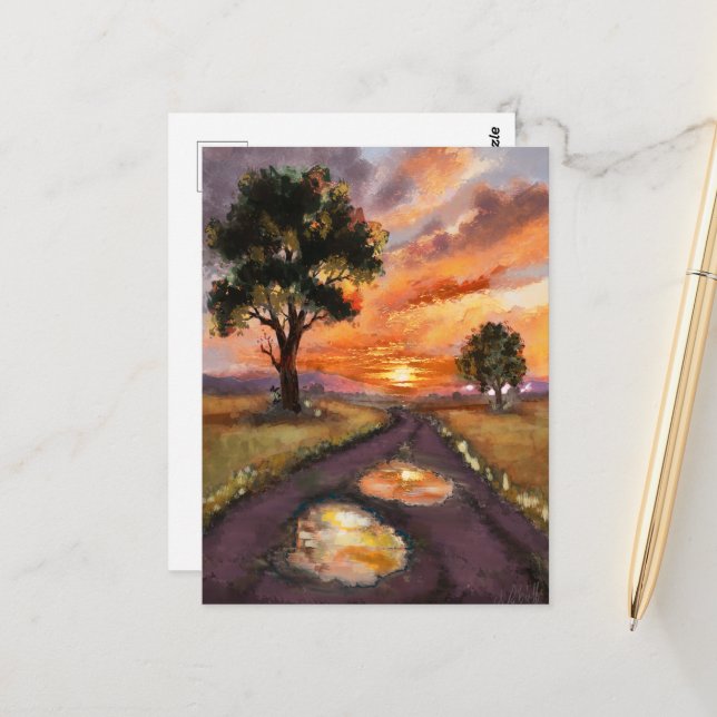 A rainy evening sunset. postcard (Front/Back In Situ)