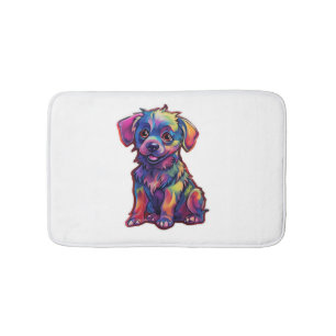 A ray of joy the Fluorescent Shining Dog   Bath Mat