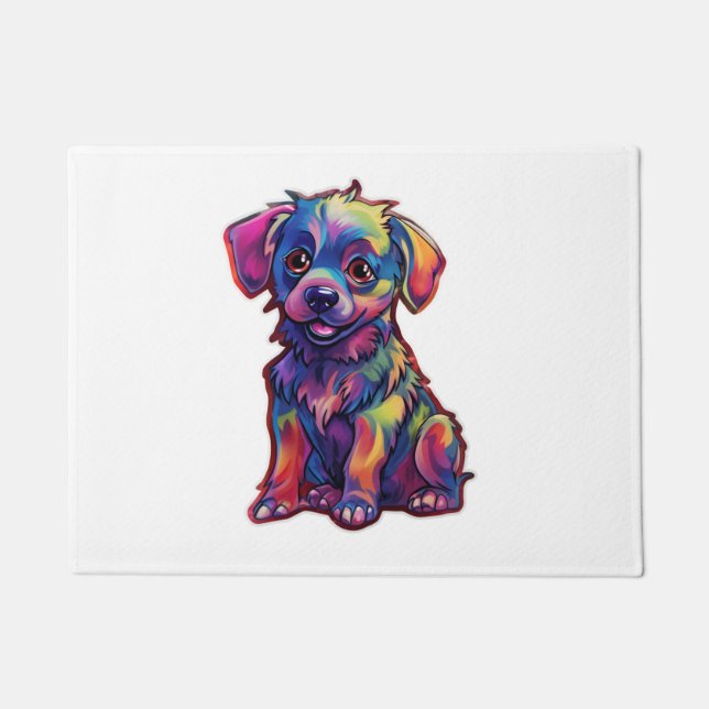 A ray of joy the Fluorescent Shining Dog   Doormat (Front)