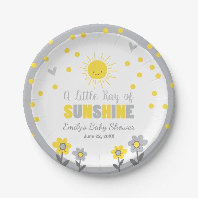 A Ray of Sunshine Baby Shower Paper Plates Summer (Front)