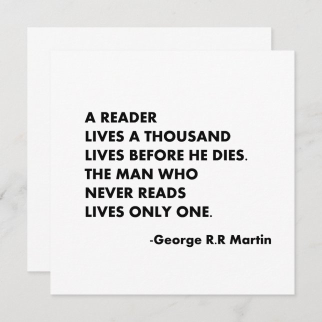 A reader lives a thousand lives before he dies, invitation (Front/Back)