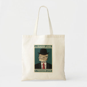 A Reader Lives a Thousand Lives Bibliophile Wisdom Tote Bag