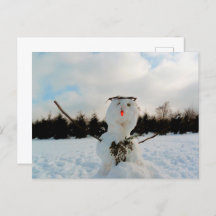 A real Snowman & a winter landscape photo