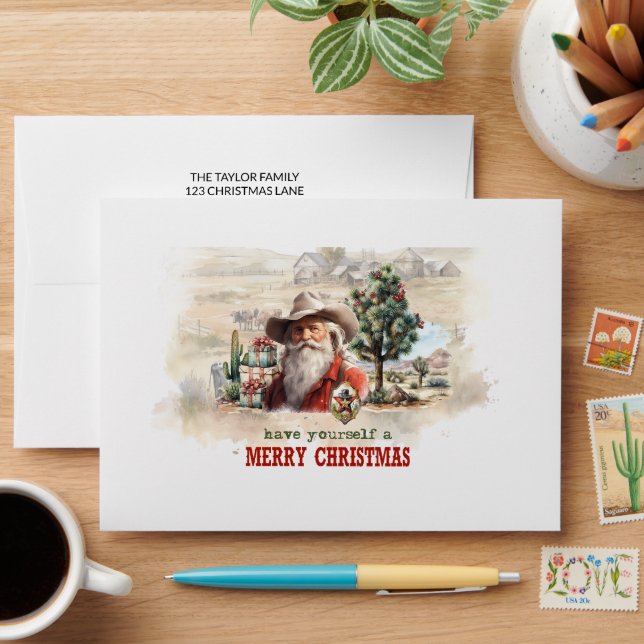 A real western style Santa cowboy sheriff's badge Envelope (Desk)