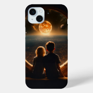 A realistic very dark photo from the back printed iPhone 15 mini case