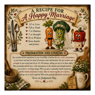 A Recipe for a Happy Marriage Christian Poster