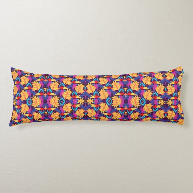 A rectangular pillow features a vibrant  (Front)
