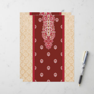 a red and beige carpet with a red border