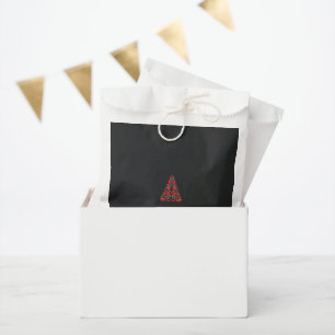 a red and beige scarf with a picture of a woman ho favour bag