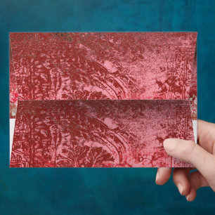 a red and black painting with a red background envelope