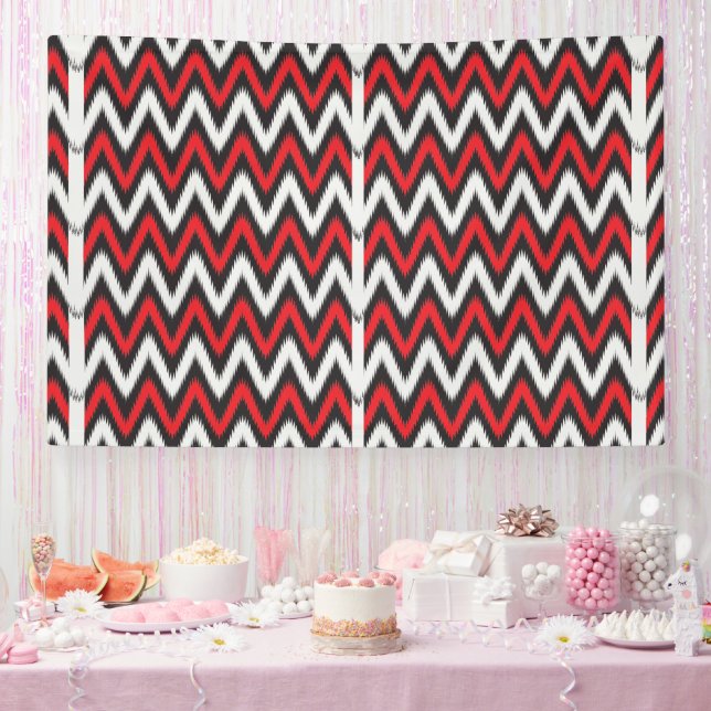 a red and black zigzag pattern on a white backgrou banner (Party)
