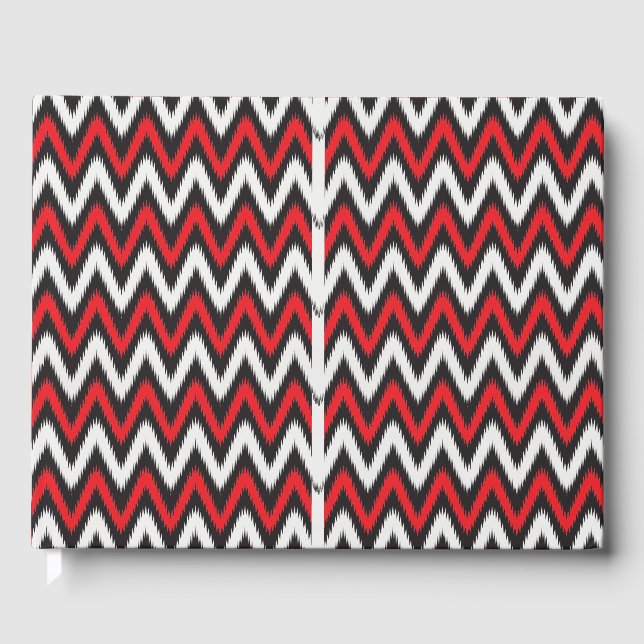 a red and black zigzag pattern on a white backgrou guest book (Front)