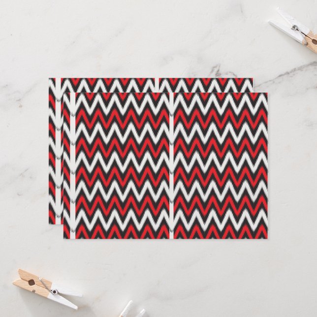 a red and black zigzag pattern on a white backgrou invitation (Front/Back In Situ)