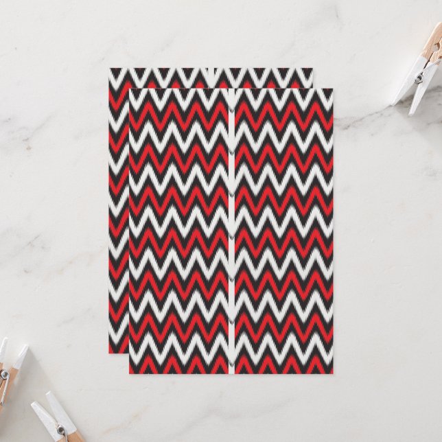 a red and black zigzag pattern on a white backgrou invitation (Front/Back In Situ)