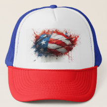 A red and blue baseball cap