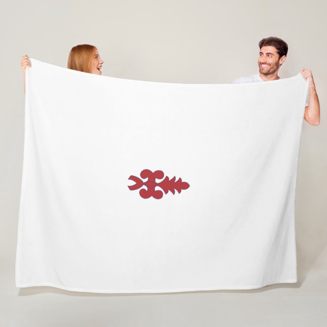 a red and blue pattern on a white background fleece blanket (In Situ)