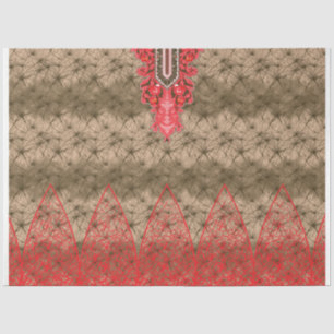 a red and brown background with a red border tissue paper