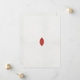 a red and brown design on a white background announcement