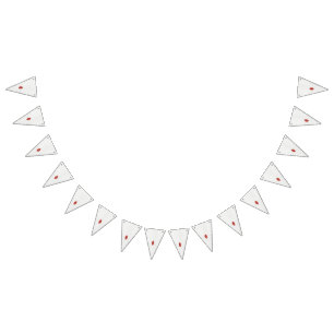 a red and brown design on a white background bunting
