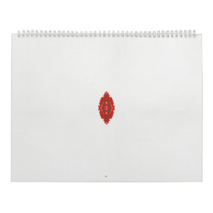 a red and brown design on a white background calendar
