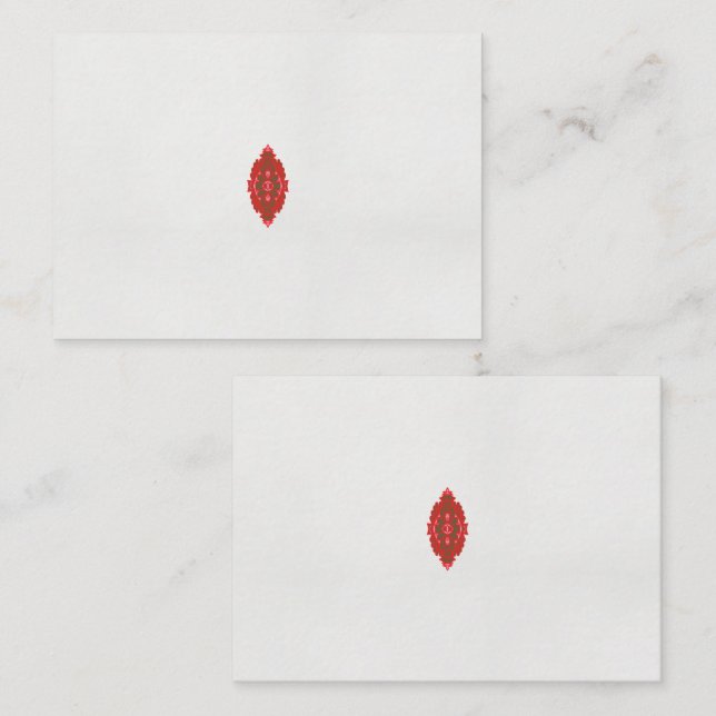 a red and brown design on a white background place card (Front/Back)