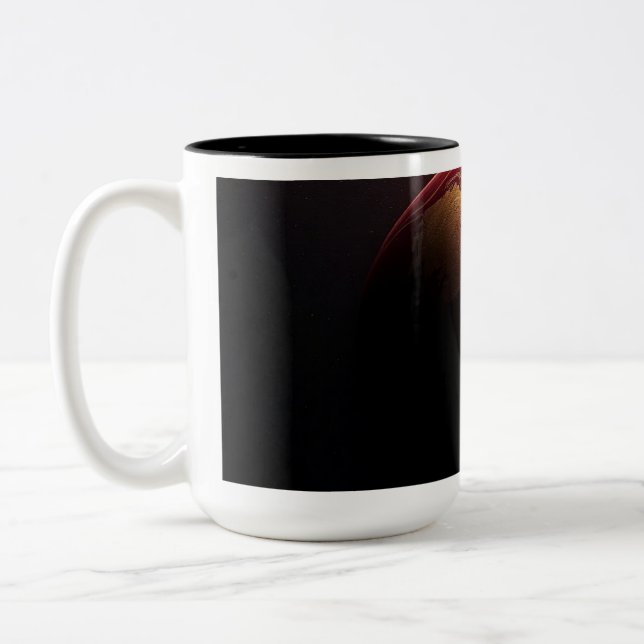 A Red and Gold Planet Two-Tone Coffee Mug (Left)
